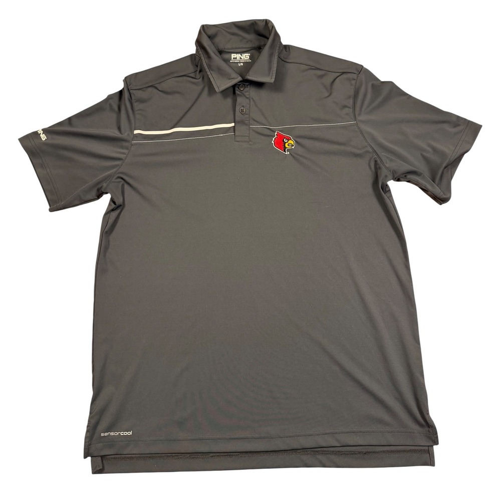 Ping Mens Louisville Cardinals Golf Polo Shirt Gray SensorCool Large L NCAA